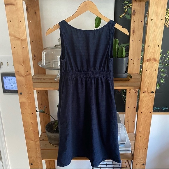 Patagonia Blue Black Stripe Island Hemp Crossover Dress - Picture 4 of 16